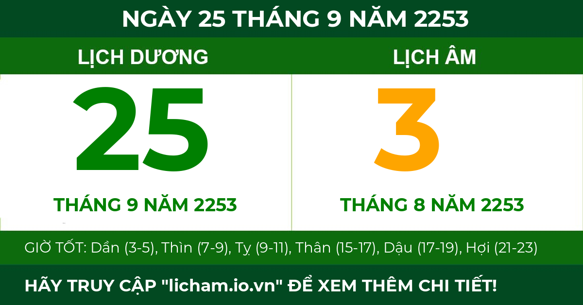 lịch âm ngày 25 tháng 9 năm 2253