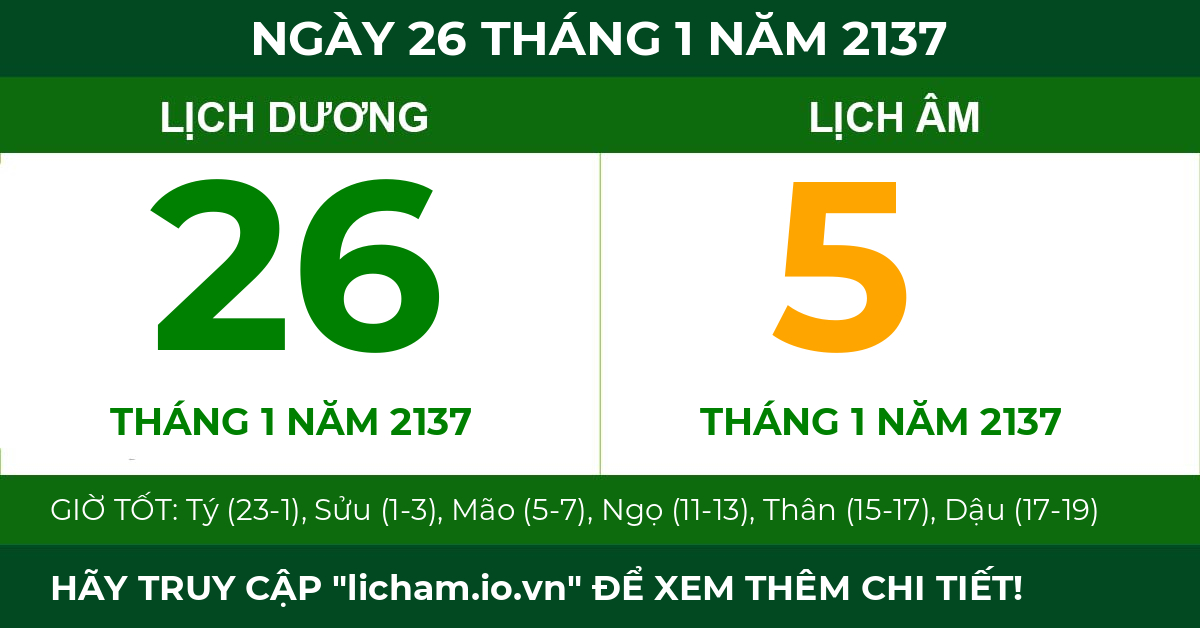 lịch âm ngày 26 tháng 1 năm 2137