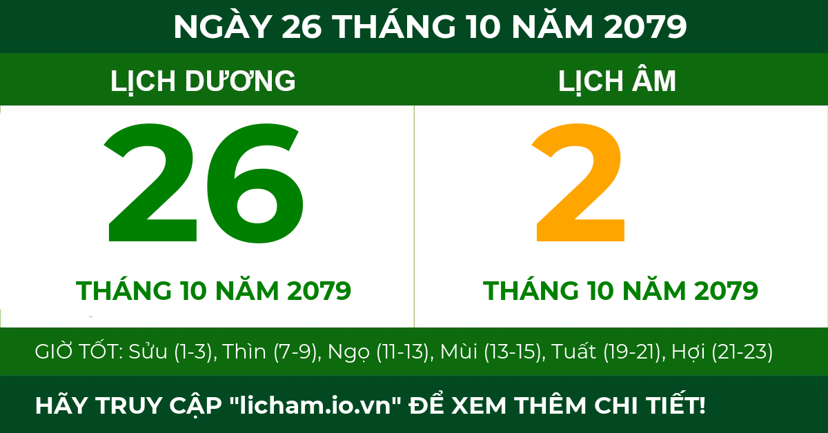 lịch âm ngày 26 tháng 10 năm 2079