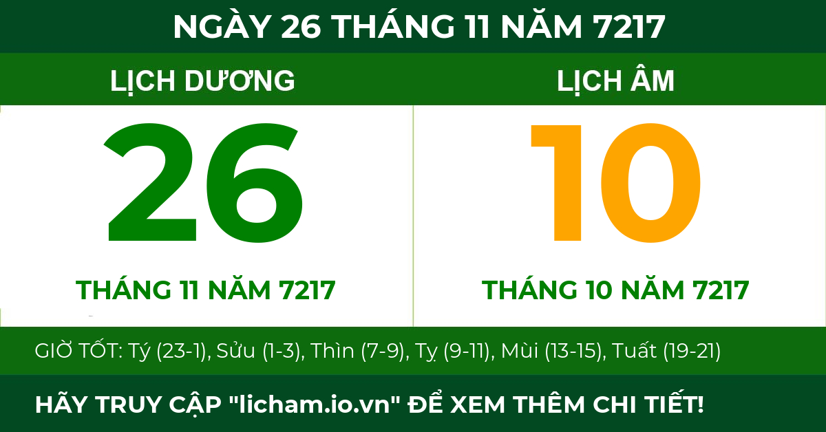 lịch âm ngày 26 tháng 11 năm 7217
