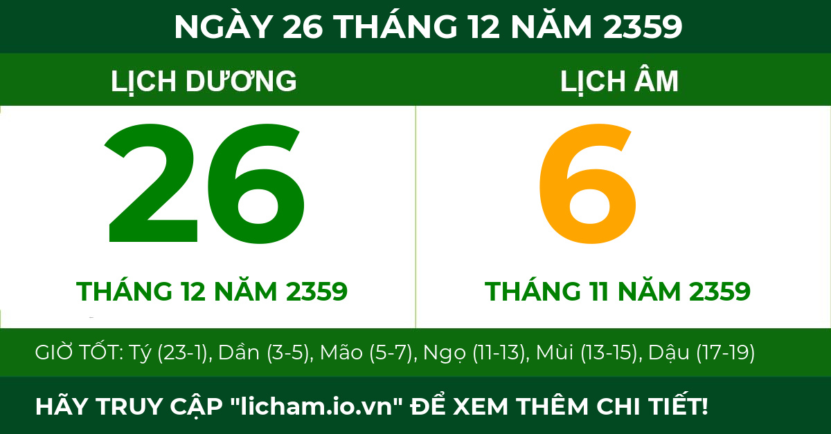lịch âm ngày 26 tháng 12 năm 2359