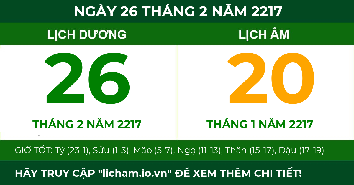 lịch âm ngày 26 tháng 2 năm 2217