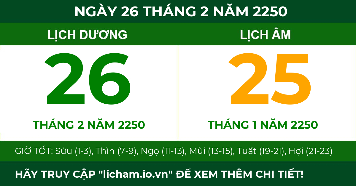 lịch âm ngày 26 tháng 2 năm 2250