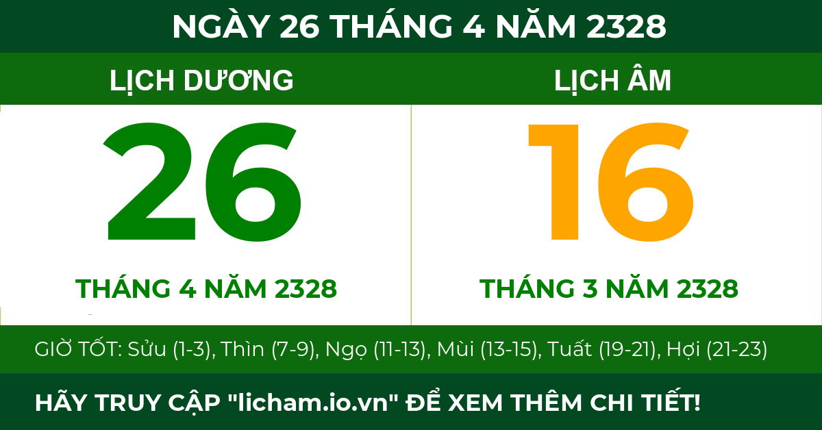 lịch âm ngày 26 tháng 4 năm 2328