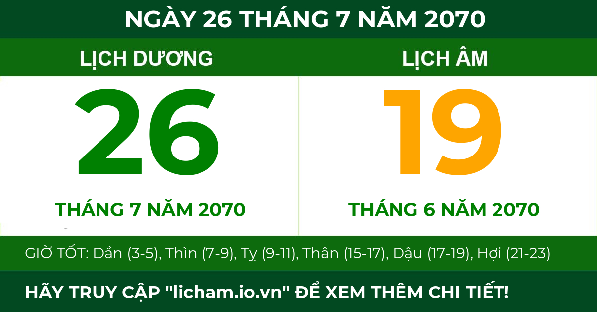 lịch âm ngày 26 tháng 7 năm 2070