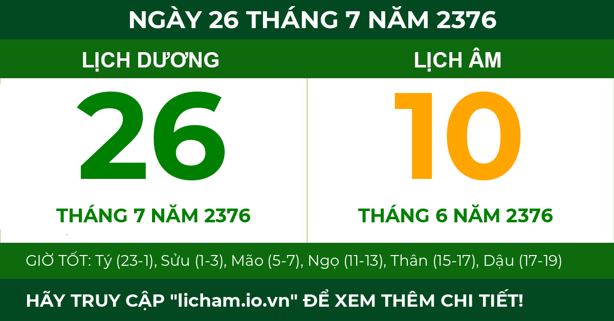 lịch âm ngày 26 tháng 7 năm 2376