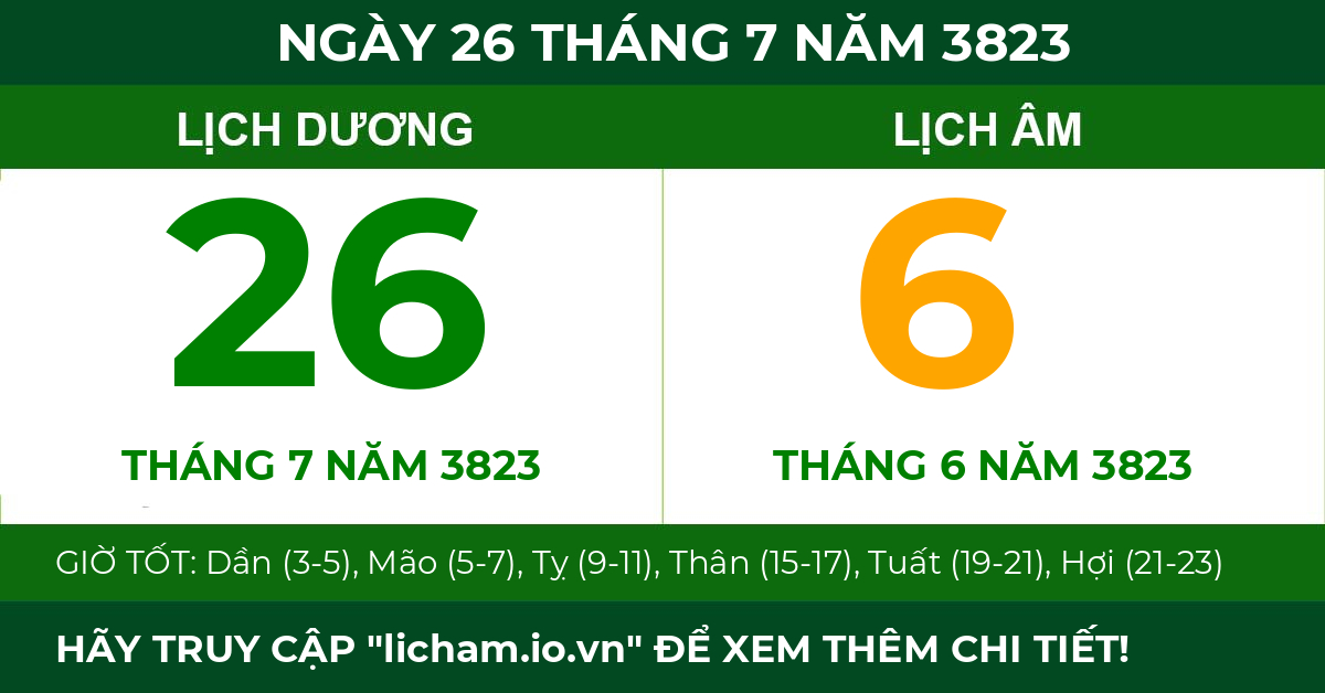lịch âm ngày 26 tháng 7 năm 3823