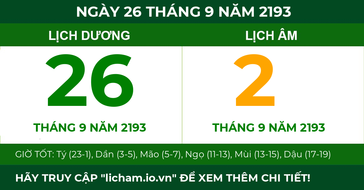 lịch âm ngày 26 tháng 9 năm 2193