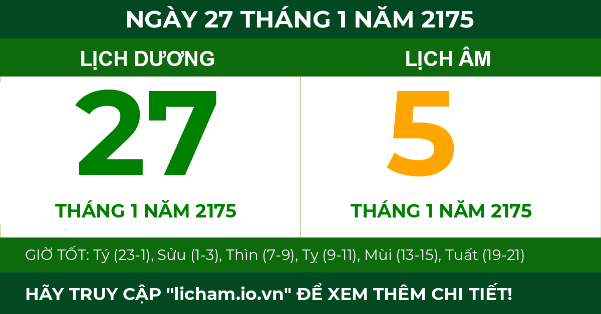 lịch âm ngày 27 tháng 1 năm 2175