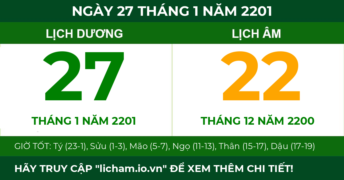 lịch âm ngày 27 tháng 1 năm 2201