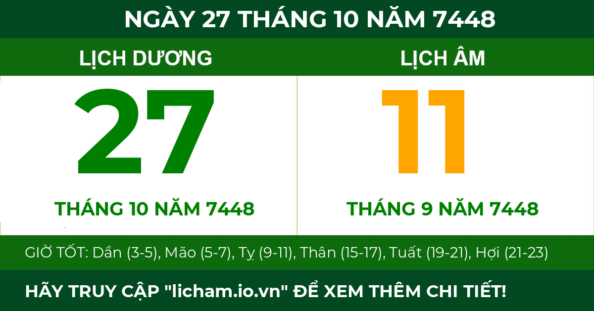 lịch âm ngày 27 tháng 10 năm 7448