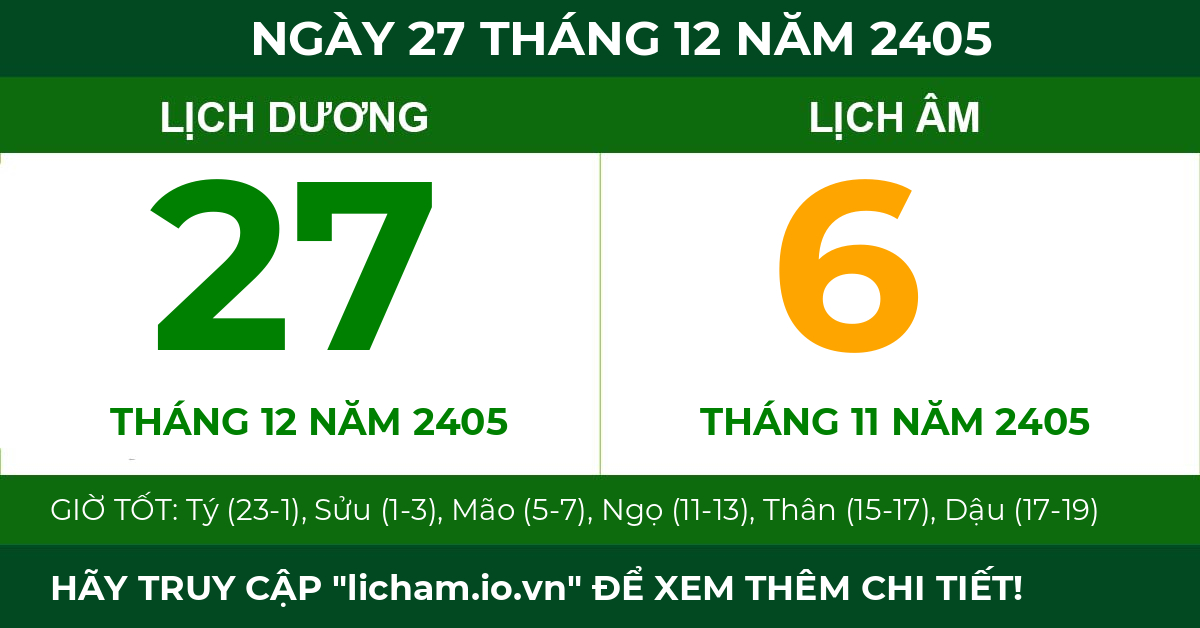lịch âm ngày 27 tháng 12 năm 2405