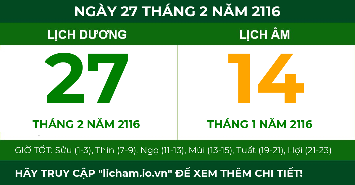 lịch âm ngày 27 tháng 2 năm 2116