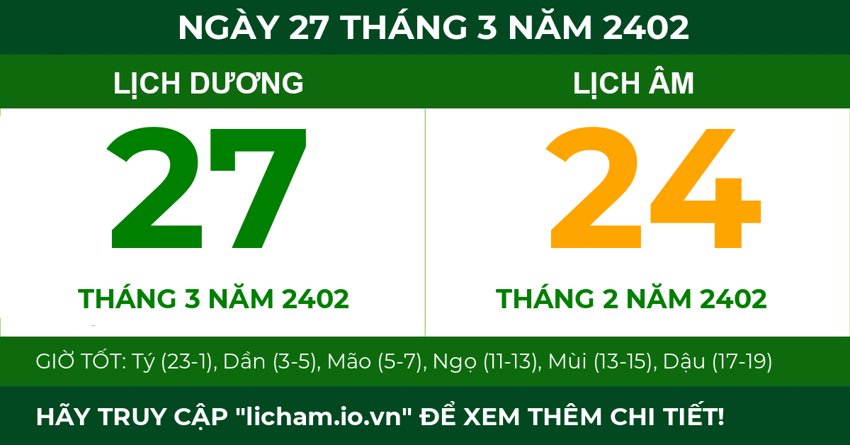 lịch âm ngày 27 tháng 3 năm 2402