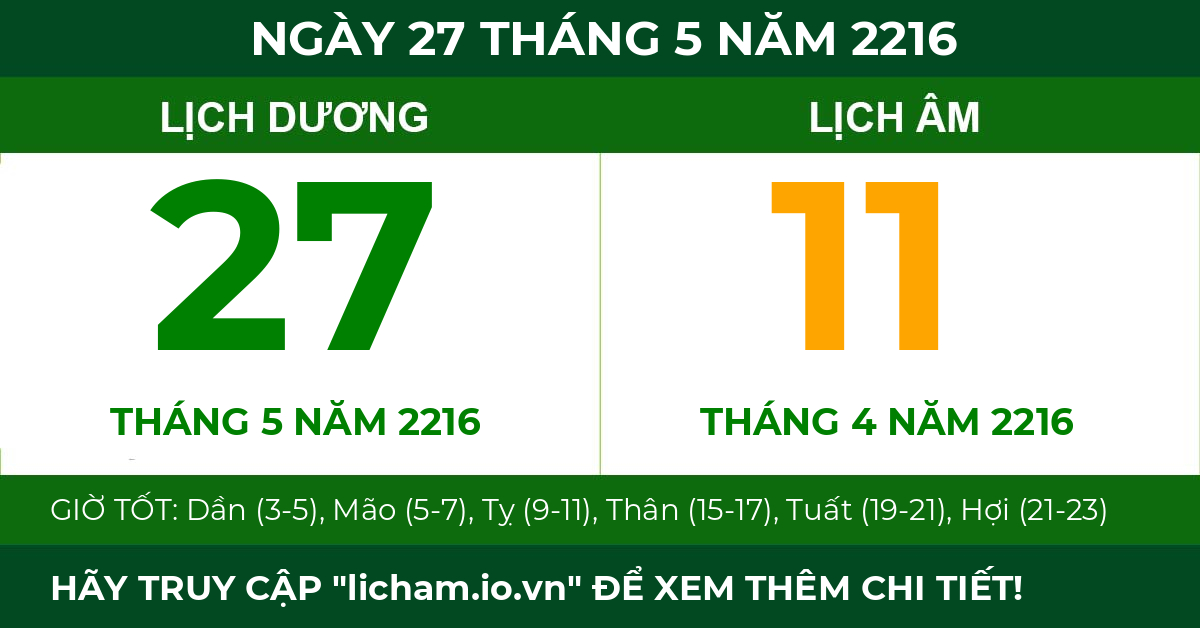 lịch âm ngày 27 tháng 5 năm 2216
