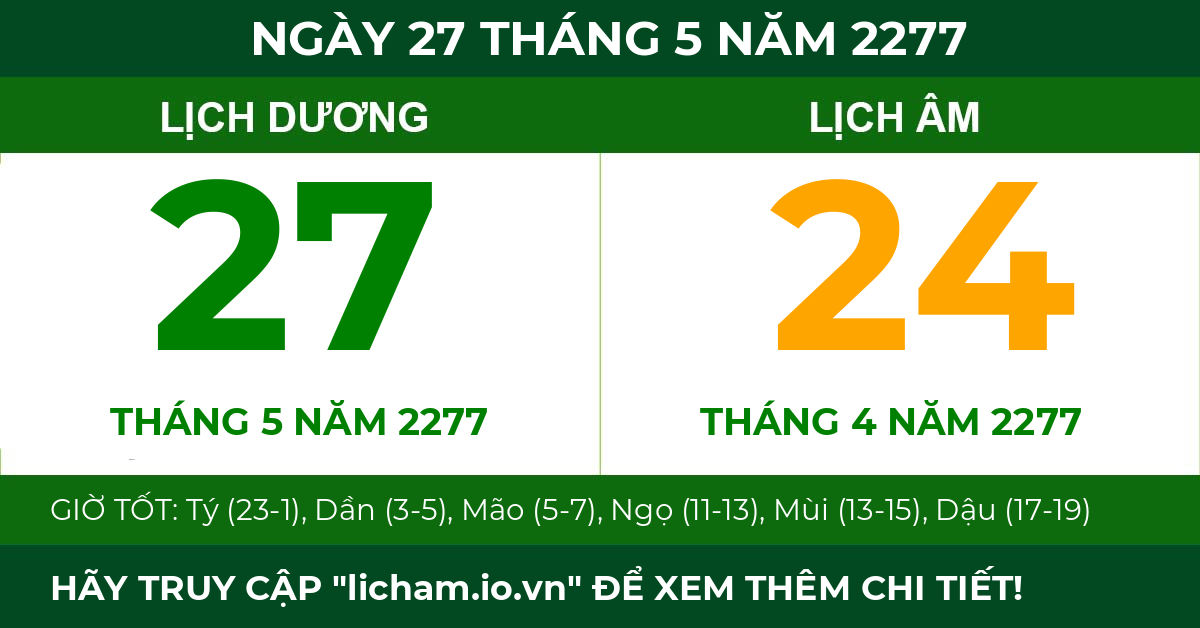 lịch âm ngày 27 tháng 5 năm 2277