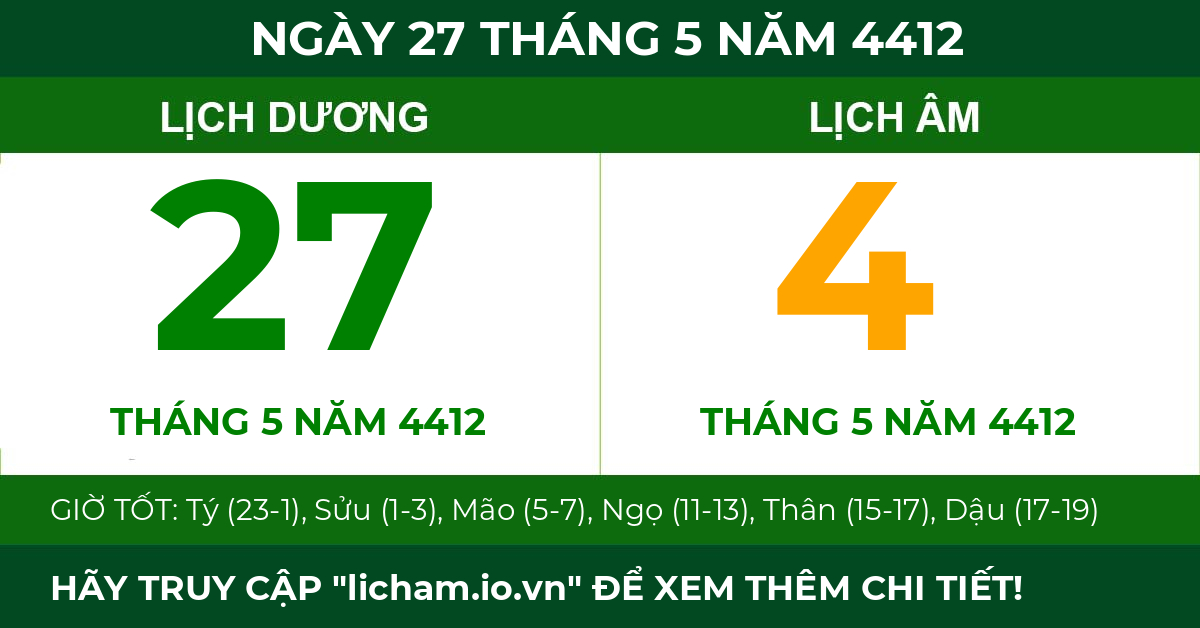 lịch âm ngày 27 tháng 5 năm 4412