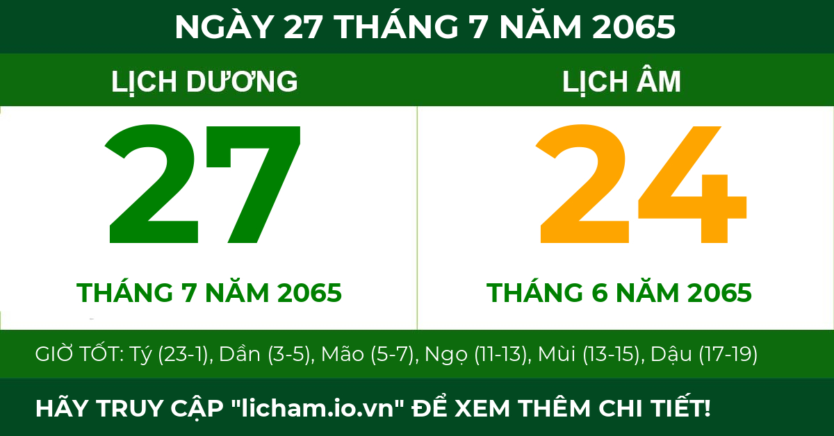 lịch âm ngày 27 tháng 7 năm 2065
