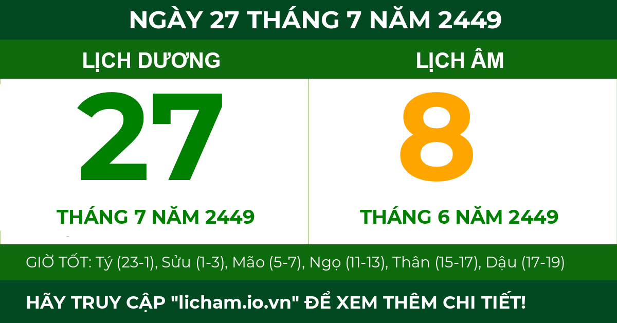 lịch âm ngày 27 tháng 7 năm 2449