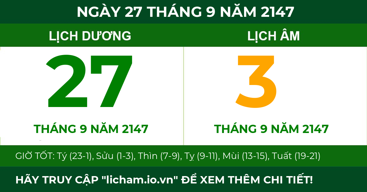 lịch âm ngày 27 tháng 9 năm 2147