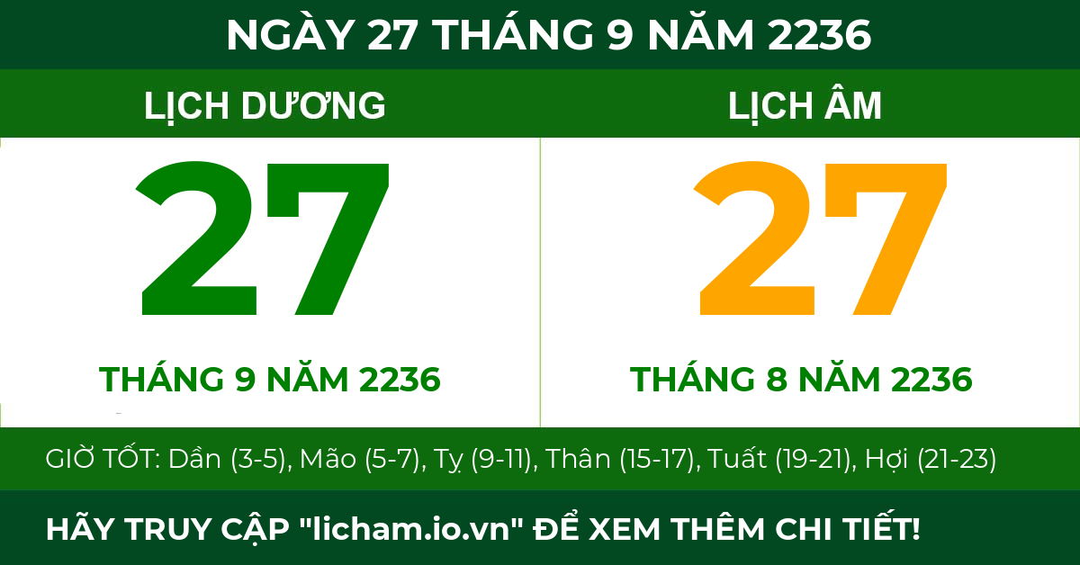lịch âm ngày 27 tháng 9 năm 2236