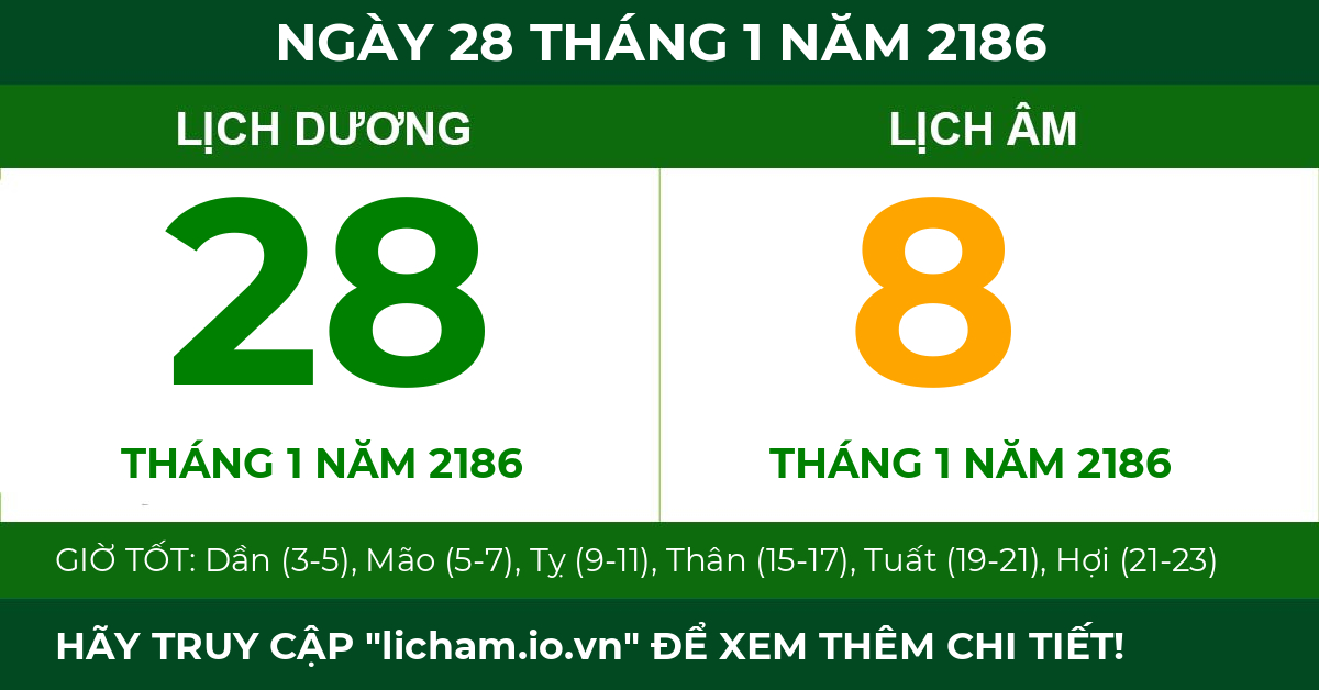 lịch âm ngày 28 tháng 1 năm 2186