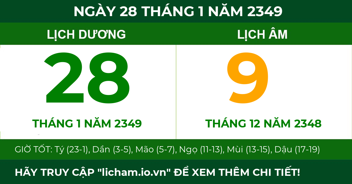 lịch âm ngày 28 tháng 1 năm 2349