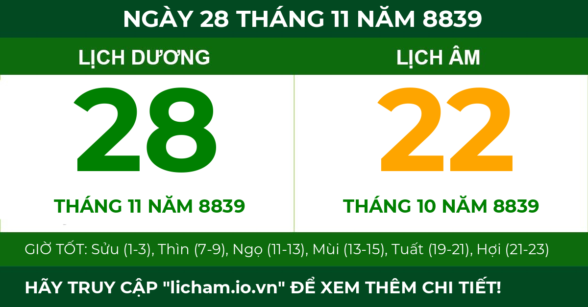 lịch âm ngày 28 tháng 11 năm 8839