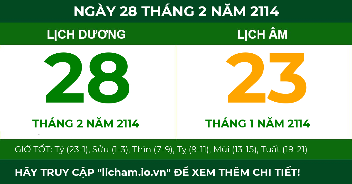 lịch âm ngày 28 tháng 2 năm 2114