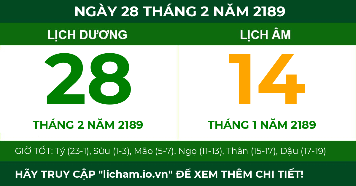 lịch âm ngày 28 tháng 2 năm 2189
