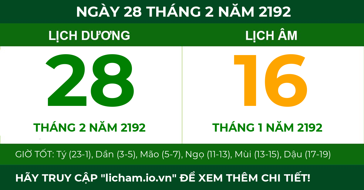 lịch âm ngày 28 tháng 2 năm 2192