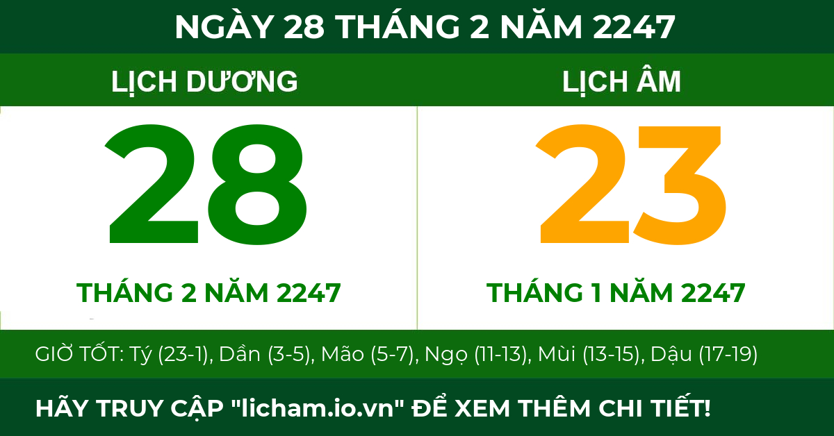 lịch âm ngày 28 tháng 2 năm 2247