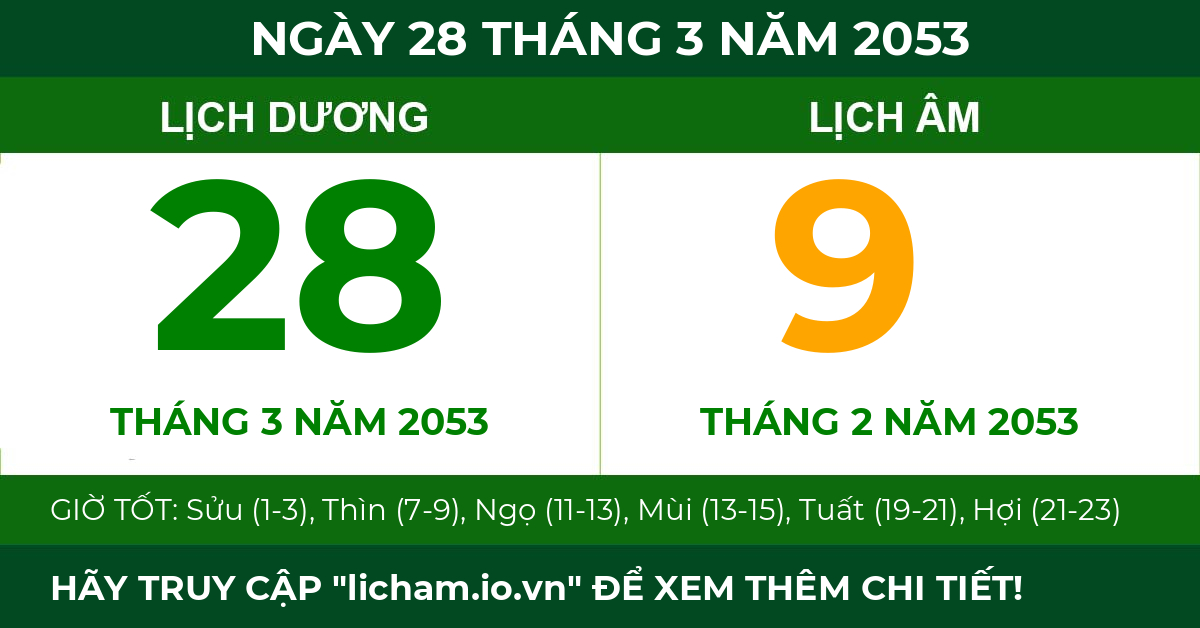 lịch âm ngày 28 tháng 3 năm 2053