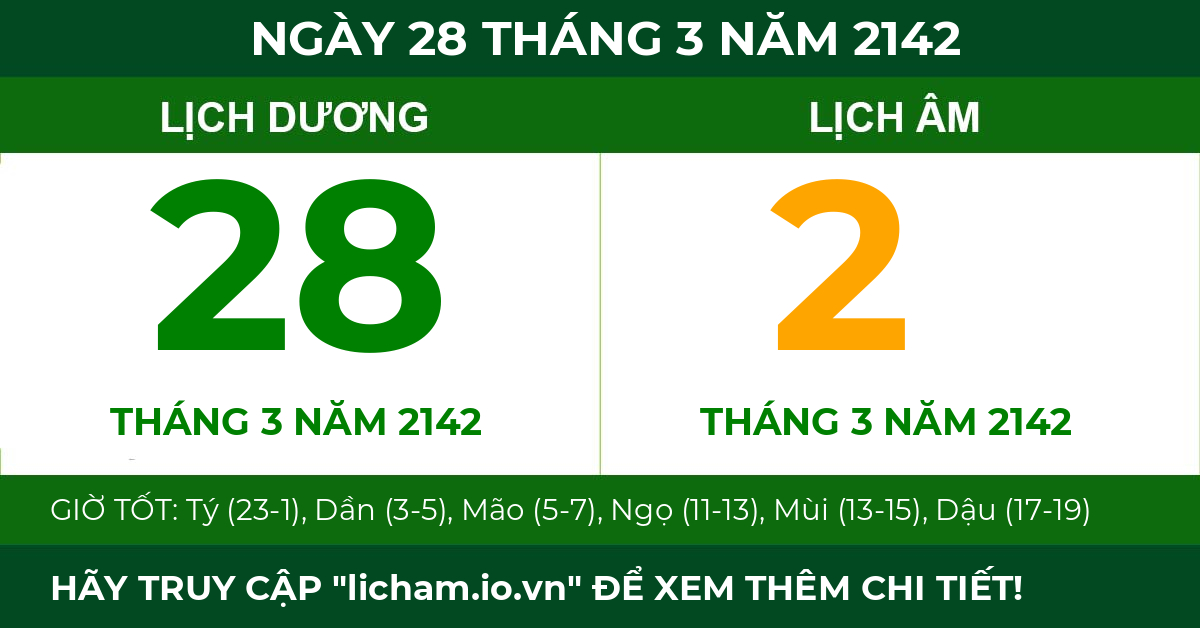 lịch âm ngày 28 tháng 3 năm 2142