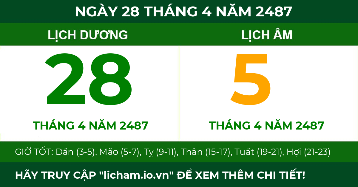 lịch âm ngày 28 tháng 4 năm 2487