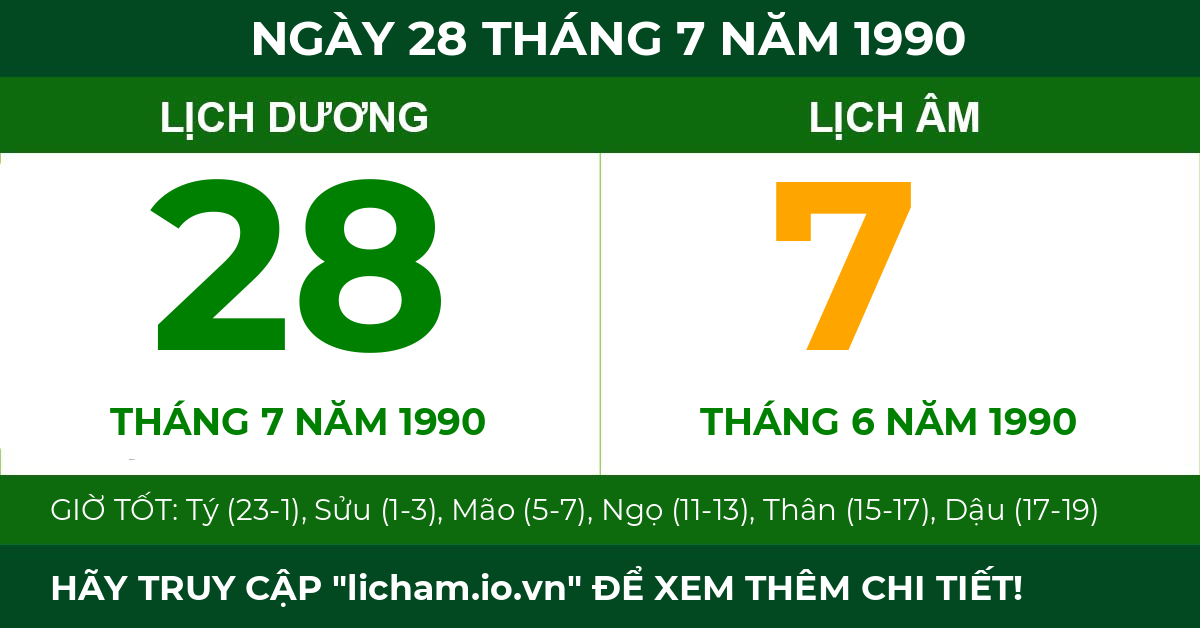 lịch âm ngày 28 tháng 7 năm 1990