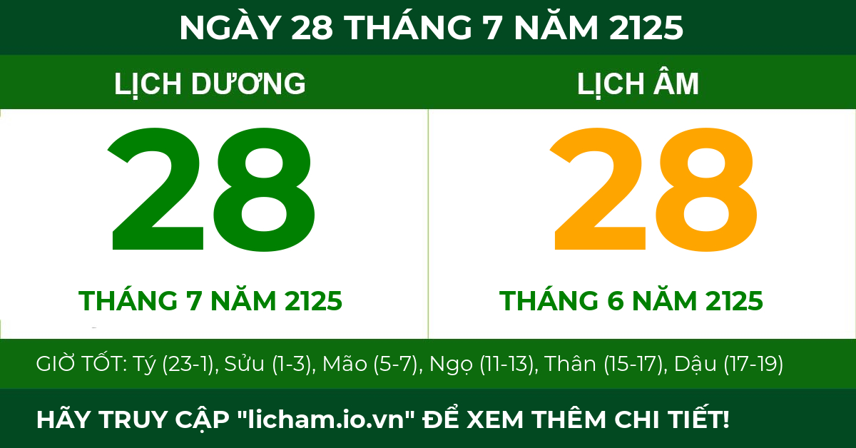 lịch âm ngày 28 tháng 7 năm 2125