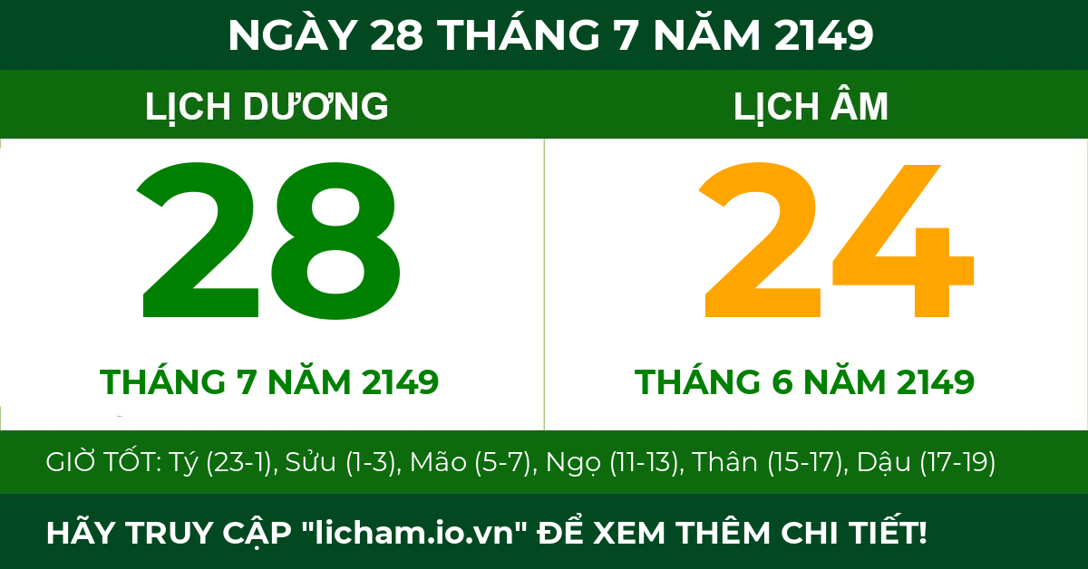 lịch âm ngày 28 tháng 7 năm 2149
