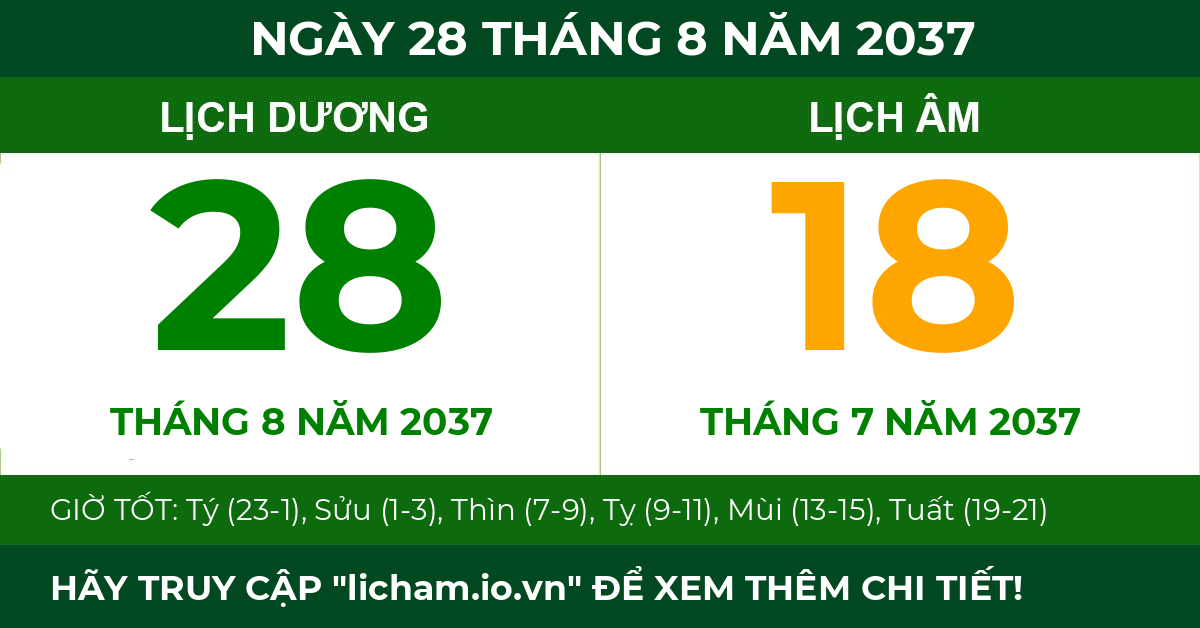 lịch âm ngày 28 tháng 8 năm 2037