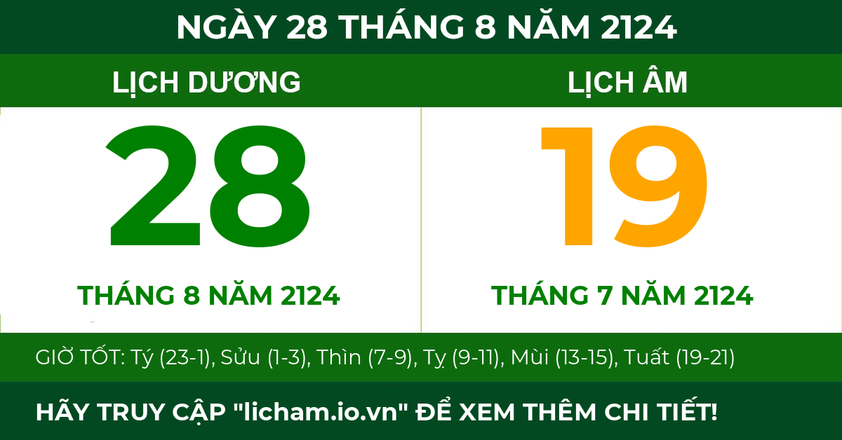 lịch âm ngày 28 tháng 8 năm 2124