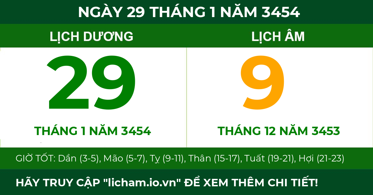 lịch âm ngày 29 tháng 1 năm 3454