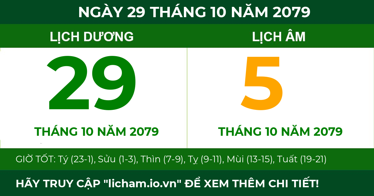 lịch âm ngày 29 tháng 10 năm 2079