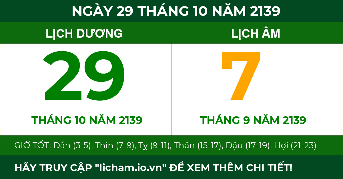 lịch âm ngày 29 tháng 10 năm 2139