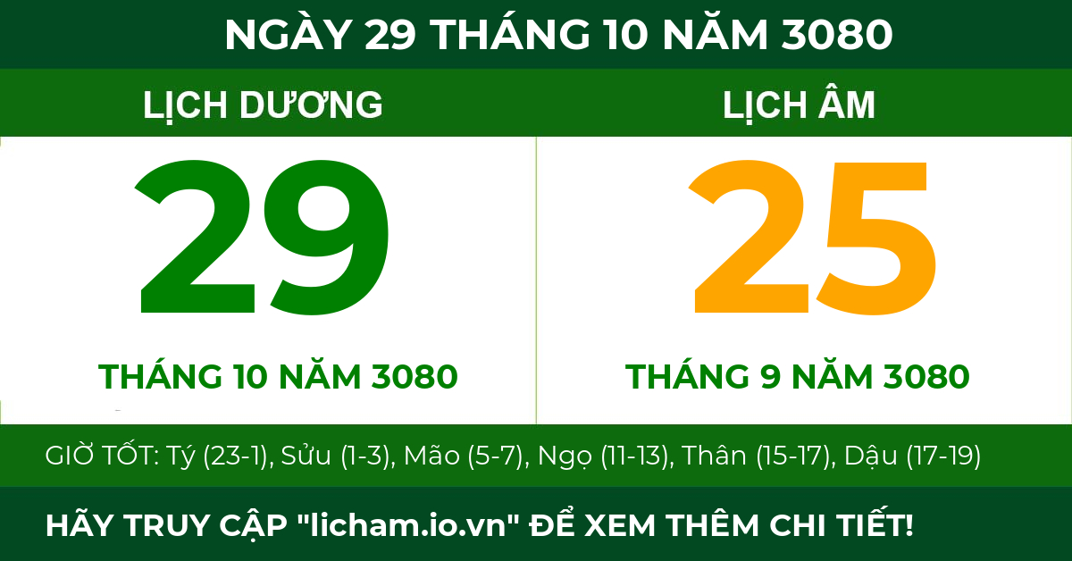 lịch âm ngày 29 tháng 10 năm 3080