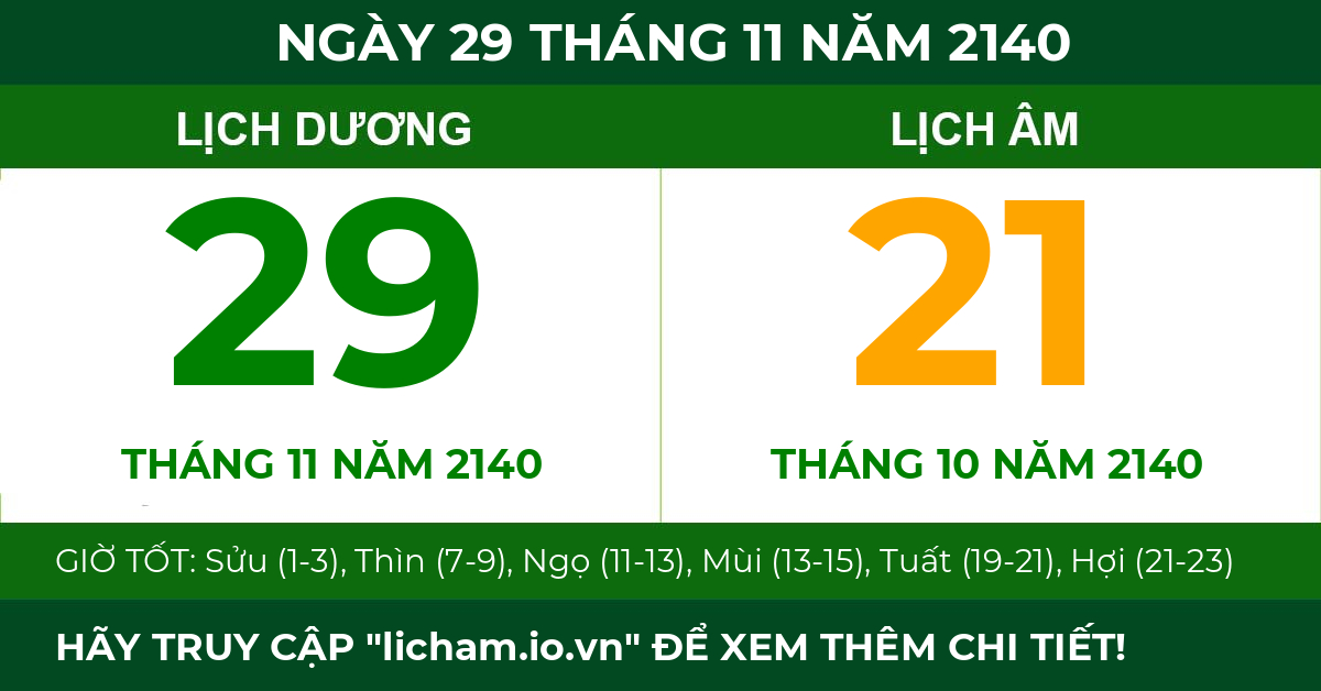 lịch âm ngày 29 tháng 11 năm 2140