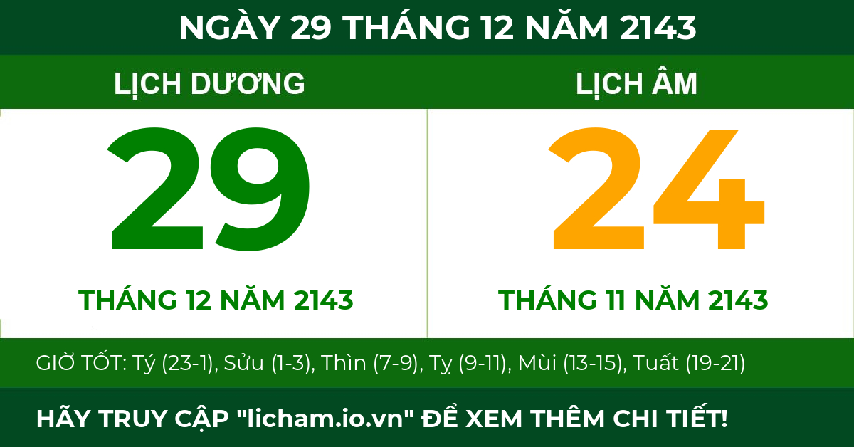 lịch âm ngày 29 tháng 12 năm 2143