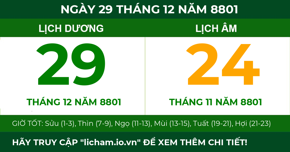 lịch âm ngày 29 tháng 12 năm 8801