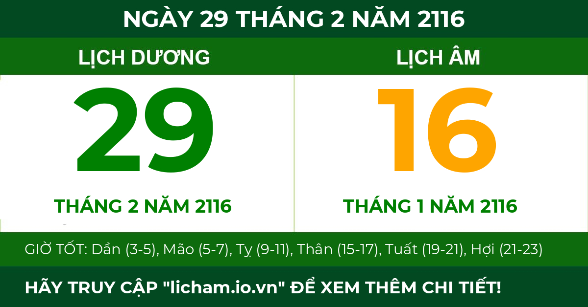 lịch âm ngày 29 tháng 2 năm 2116