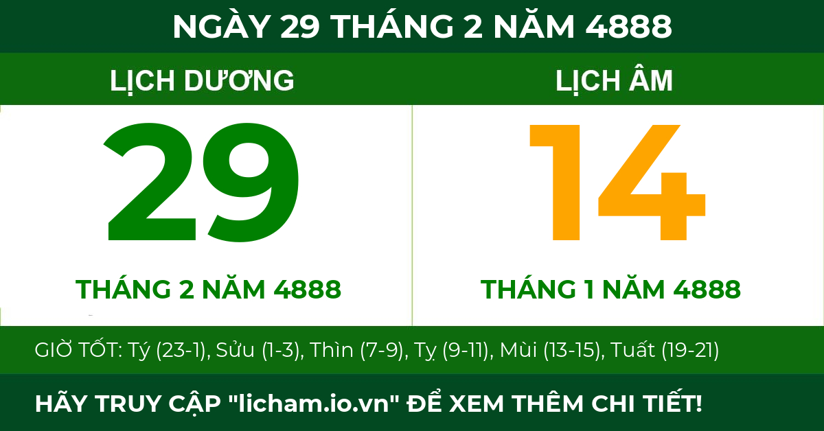 lịch âm ngày 29 tháng 2 năm 4888