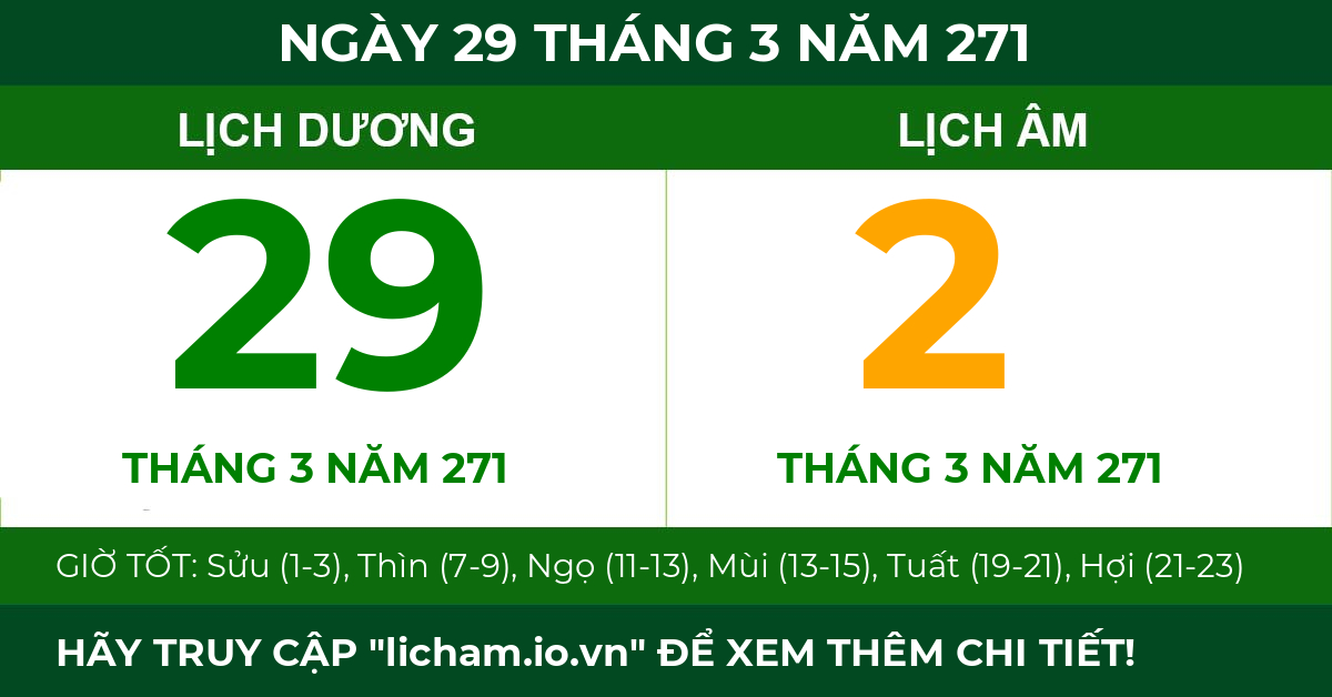 lịch âm ngày 29 tháng 3 năm 271